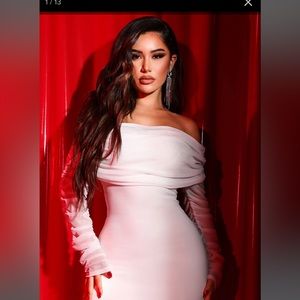 05. White ruched long dress